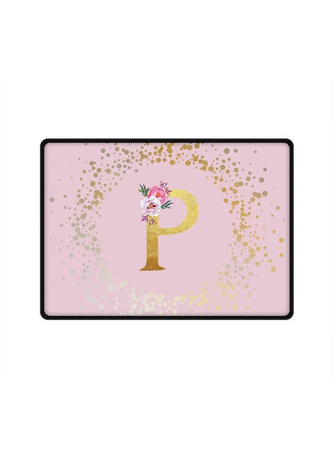 Designer Gaming Mouse Pad  Anti-Skid Mousepad Large Keyboard Mouse Pad Desk Mat Custom Monogram Initial Letter Floral Pattern Alphabet - P  (Pink)