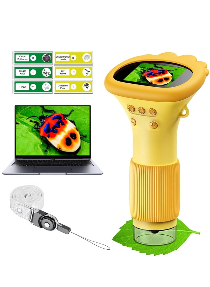 WALALLA Rechargeable 1000X Portable Digital Microscope for Kids, Pocket Handheld Microscope Camera, Photo and Video Mini Microscopes, Kid Educational Science Machine with 2'' Inch HD Color Screen, - Image 1