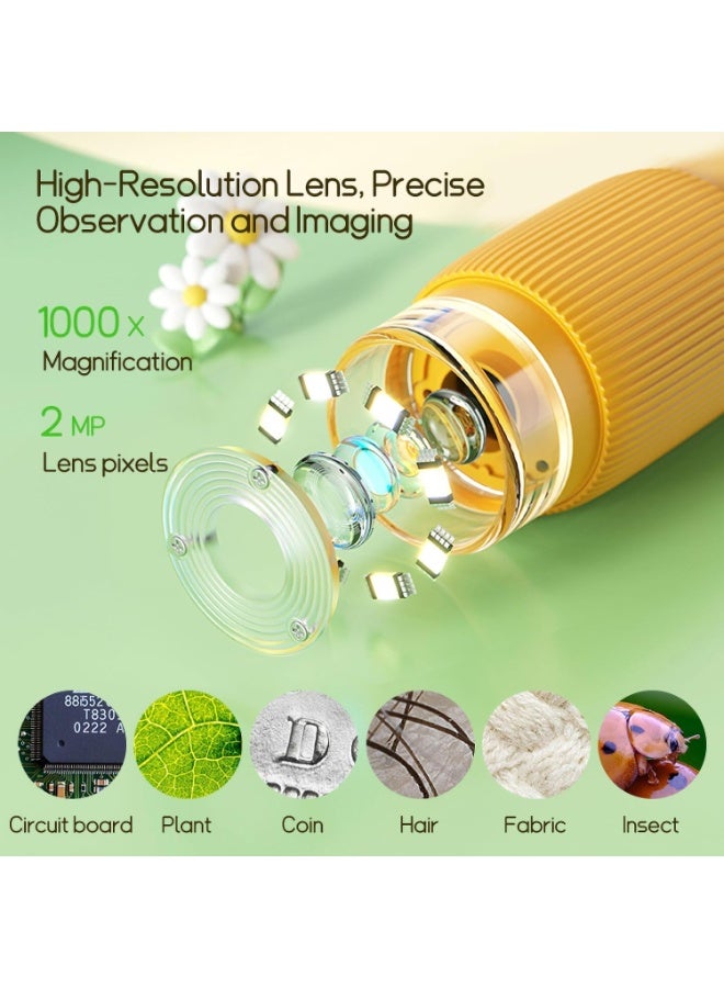 WALALLA Rechargeable 1000X Portable Digital Microscope for Kids, Pocket Handheld Microscope Camera, Photo and Video Mini Microscopes, Kid Educational Science Machine with 2'' Inch HD Color Screen, - Image 4