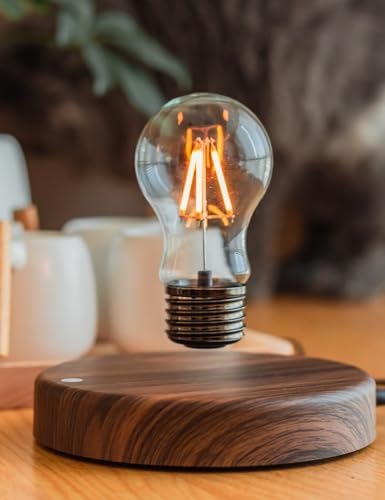 MOOCCI Levitating Bulb Lamp Magnetic Floating Night Light Desk Decor Unique Valentines Day Gift for Her and Him Cool Tech Gadget for Home Office Christmas Birthday Present RoundClassic Bulb - Image 1