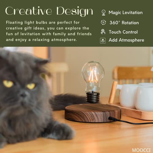 MOOCCI Levitating Bulb Lamp Magnetic Floating Night Light Desk Decor Unique Valentines Day Gift for Her and Him Cool Tech Gadget for Home Office Christmas Birthday Present RoundClassic Bulb - Image 3