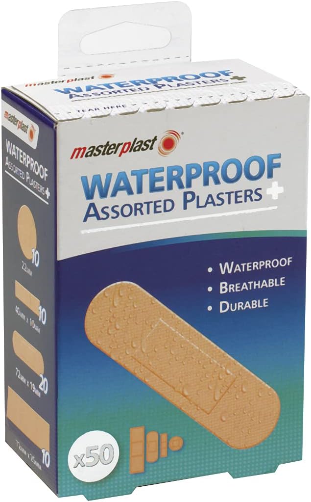 Masterplast Assorted Waterproof Plasters Flexible Durable Pack of 50