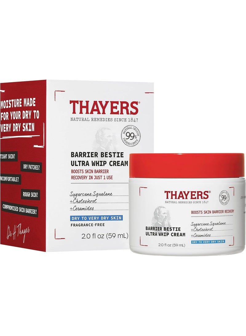 Thayers Barrier Bestie Ultra Whip Face Cream – Rich Moisturizer for Dry to Very Dry Skin, Strengthens Skin Barrier, 72-Hour Hydration, Fragrance-Free, Dermatologist Tested, 1.7 fl oz / 50 ml - Image 1