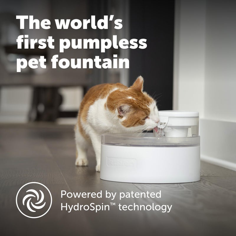 PetSafe Outlast Cat Fountain - Pumpless Water Fountain - HydroSpin Continuous Water Flow - Dual Ion-X Filtration - Dishwasher Safe - Smart Sensor Fountain - 90 oz - Image 2