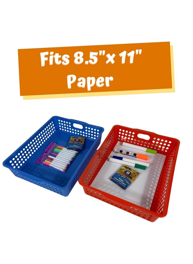 4E's Novelty 4E's Novelty 6 Pack Colorful Plastic Classroom Storage Bins 13.75" X 10.25" for Organizing Papers Trays, Pencils, Arts and Crafts Supplies, Rainbow Containers for Kids School Supplies  - Image 4