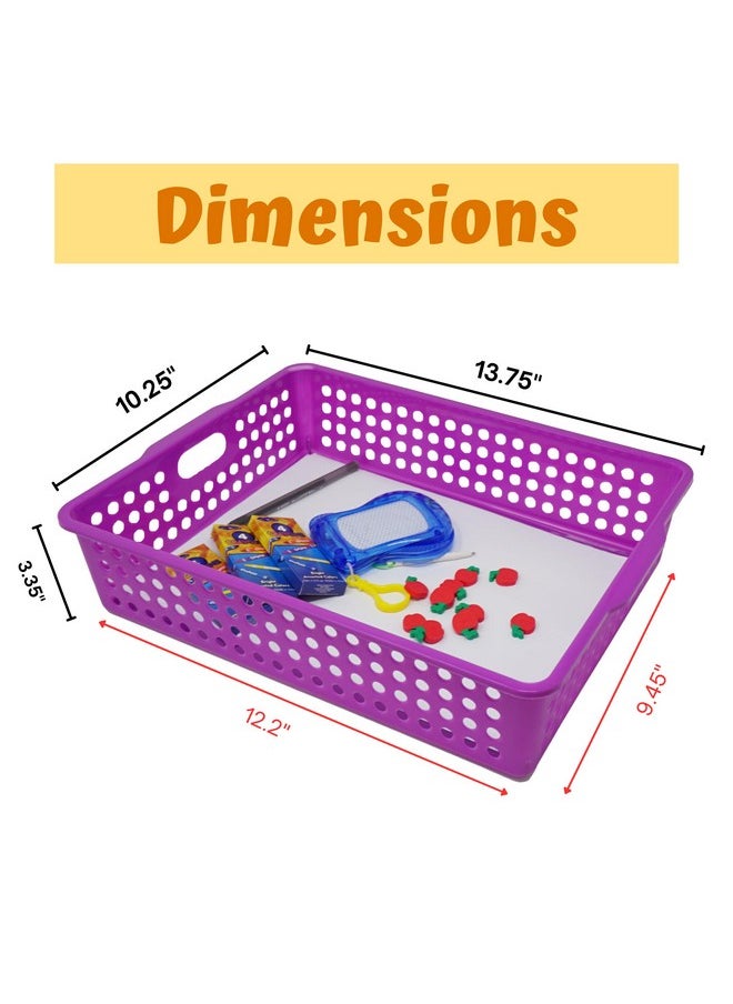 4E's Novelty 4E's Novelty 6 Pack Colorful Plastic Classroom Storage Bins 13.75" X 10.25" for Organizing Papers Trays, Pencils, Arts and Crafts Supplies, Rainbow Containers for Kids School Supplies  - Image 3