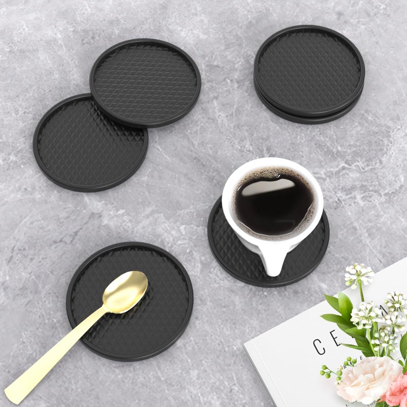 Garolue Silicone Coffee Mat with 6 Coasters,24"x16" Counter Bar Mat Fits Under Coffee Maker/Pot & Espresso Machine, Bar Aceessories,Detachable Drying Pad for Tamper,Sugar Packets,Cups & Countertop Protection - Image 4