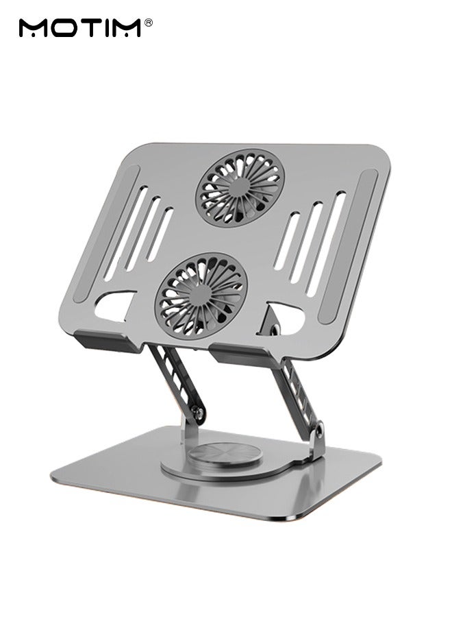 Motim Laptop Stand Laptop Cooling Pad, 2 Quiet Fans for Efficient Cooling, USB Powered, Foldable Design Metal Notebook Holder for MacBook Air, MacBook Pro, Lenovo, HP, ASUS, etc - Image 1