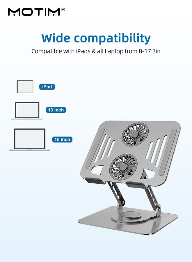 Motim Laptop Stand Laptop Cooling Pad, 2 Quiet Fans for Efficient Cooling, USB Powered, Foldable Design Metal Notebook Holder for MacBook Air, MacBook Pro, Lenovo, HP, ASUS, etc - Image 3