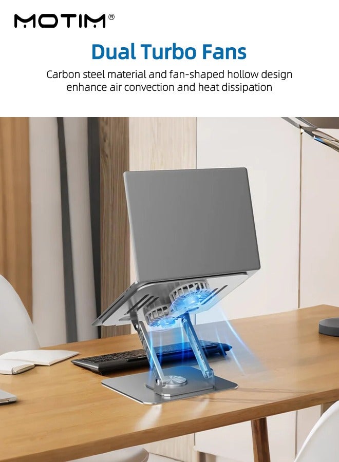 Motim Laptop Stand Laptop Cooling Pad, 2 Quiet Fans for Efficient Cooling, USB Powered, Foldable Design Metal Notebook Holder for MacBook Air, MacBook Pro, Lenovo, HP, ASUS, etc - Image 5