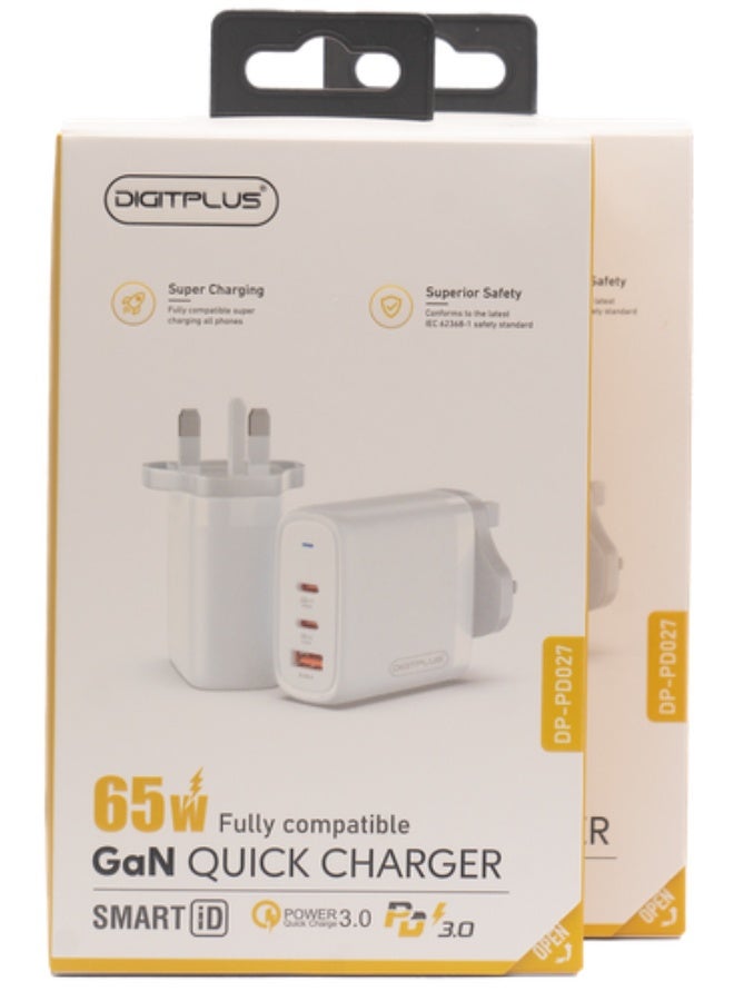 DigitPlus  65W Fast Travel Charger – PD & QC Multi-Port USB Charger - Image 2