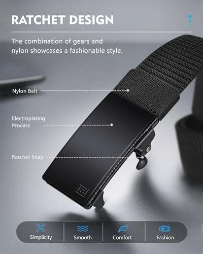 FAIRWIN Ratchet Belts for Men - Nylon Web Belts for Golf Work Casual, Adjustable Webbing for Daily/Outdoor/Business - Image 2
