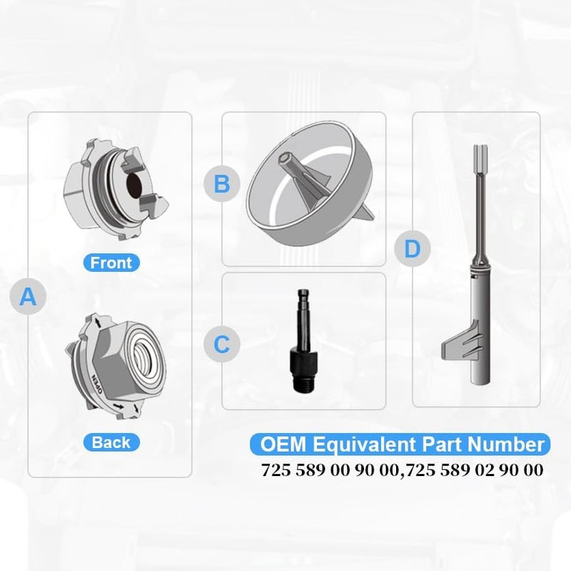 Yuesstloo أداة تعبئة زيت نقل الحركة المعدنية من يويستلو، متوافقة مع مرسيدس بنز 725.0 9G-Tronic سائل نقل الحركة 9 سرعات ATF، أداة تغيير الزيت، استبدال 725 589 00 90 00، 725 589 02 90 00 - Image 3