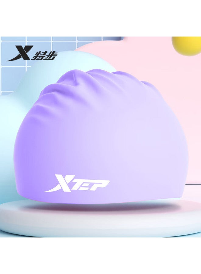 Xtep Children's Swimming Cap Youth Boys Girls Comfortable Waterproof Swim Cap Professional Training Equipment Silicone Swim Cap Purple - Image 1