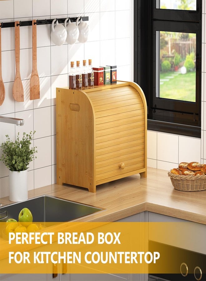 Bambition Bamboo Bread Box for Kitchen Countertop, Roll-top Bread Storage Container, 2 Layer Large Breadbox for Homemade Bread - Image 3
