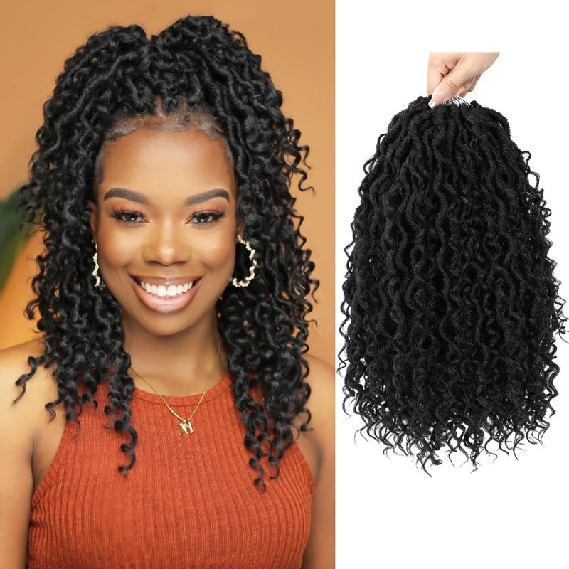 Forevery Goddess Locs Crochet Hair 14 Inch Faux Locs Crochet Hair for Black Women Pre Looped Longlasting  Lowmaintenance 6 Packs Black Crochet Locs with Curly Ends for Full Head