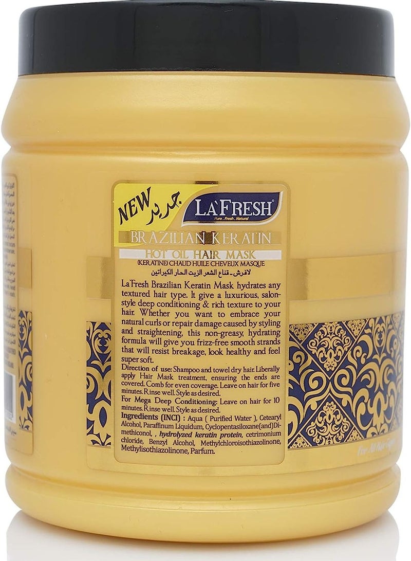 LA FRESH Lafresh Brazilian Keratin Hot Hair Oil Mask Cream - 1000 ml - Image 2