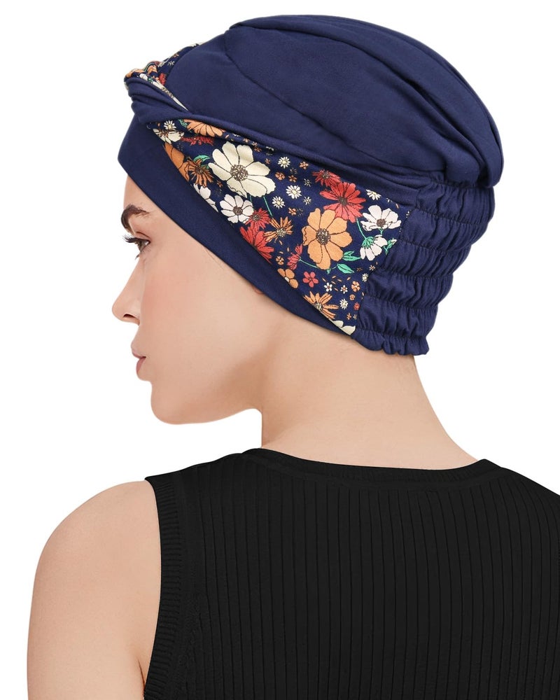 Awefeel Chemo Turbans Floret Navy Blue - Image 5