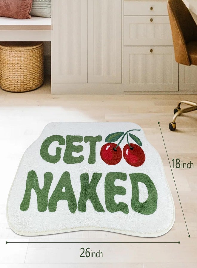 SHIYUE Get Naked Bath Mat Green Cute Funny Bathroom Rug, Soft Absorbent Water Non Slip, Superior Washable Microfiber Cool Shower Preppy Decor Rug (Cherry 18"x26") - Image 2
