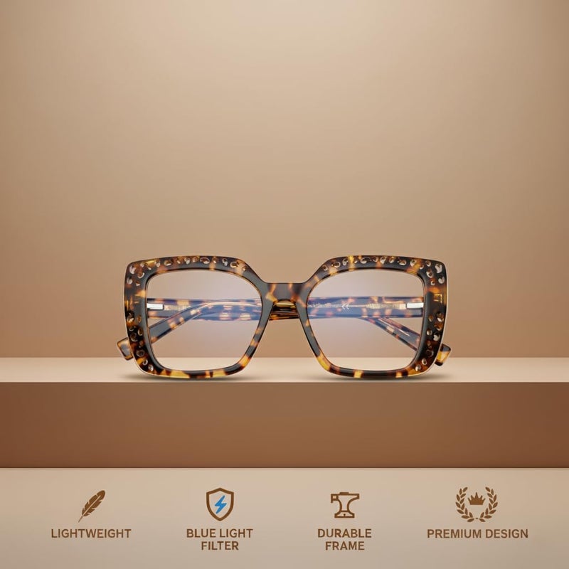 PERKEY Store PERKEY Bold Collection | Blu Cut & Antiglare Computer Eyeglasses | Full Rim Square Shape | For Women | Medium | OPTL0020 - Image 4