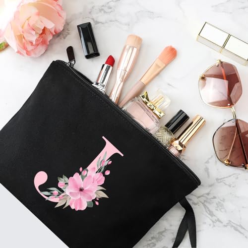 Vavabox A-Z Personalized Makeup Bag, Birthday Gifts for Women Mom, Gifts for Best Friend, Bride Bridesmaid Cosmetic bag (J, Black) - Image 4