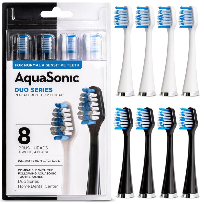 AquaSonic Duo Series Replacement Brush Heads | for Normal & Sensitive Teeth | Compatible with Duo Series & Home Dental Center Toothbrush Handles | NOT Compatible with Duo Series Pro - Image 1