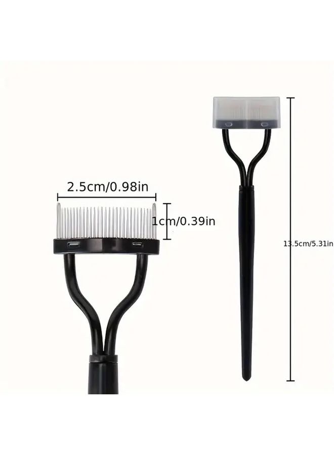Black Eyelash Steel Needle Comb With Cover Portable Makeup Tool For Grooming And Separating Lashes - Image 4