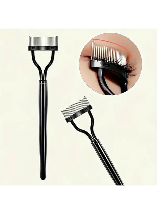 Black Eyelash Steel Needle Comb With Cover Portable Makeup Tool For Grooming And Separating Lashes - Image 5