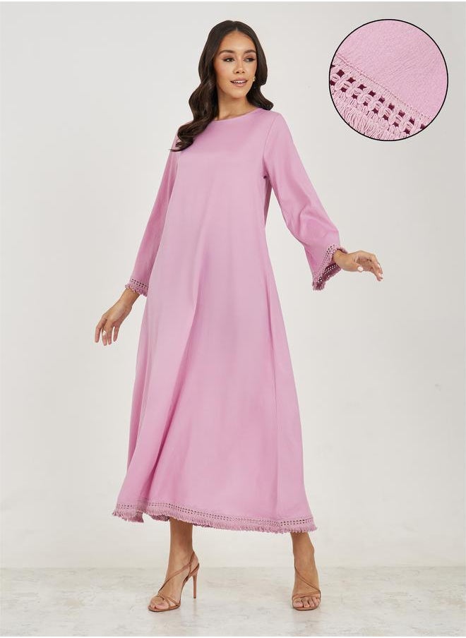 Styli - Solid Tassel Trim Jalabiya - Image 1