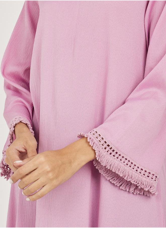 Styli - Solid Tassel Trim Jalabiya - Image 1