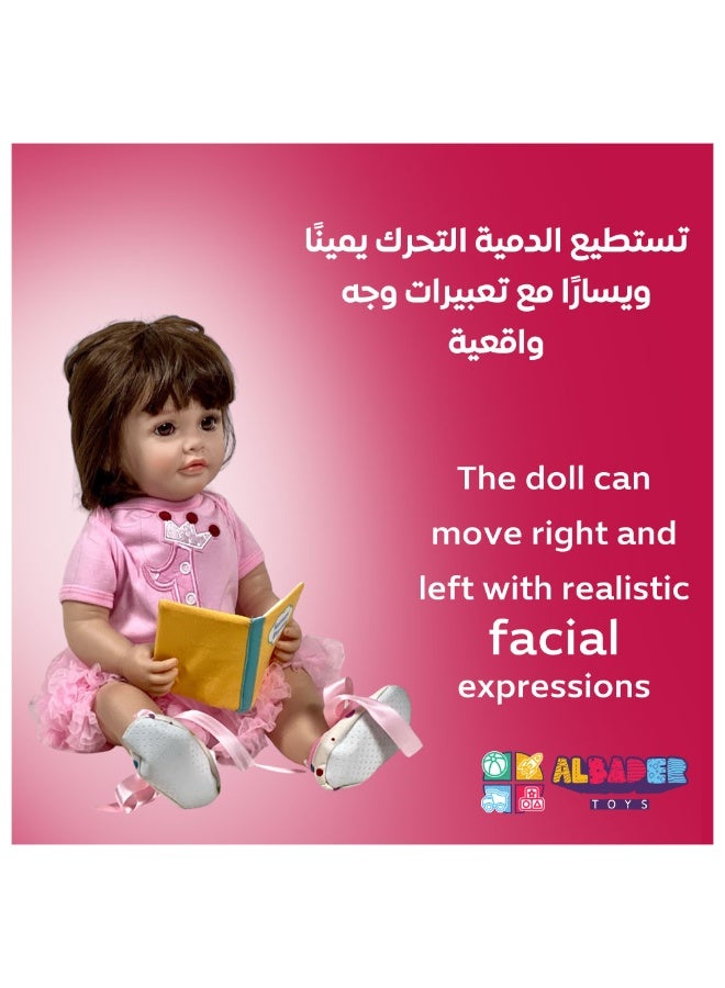 AL BADER Smart Interactive Baby Doll with Remote Control, Realistic Silicone Talking Doll with Voice Recognition, Dynamic Movements, Sound Effects & Accessories Set, Electronic Pink Gift Toy for Girls - Image 2