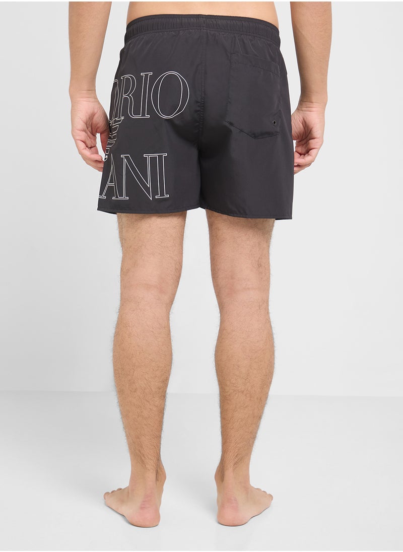 EMPORIO ARMANI Beachwear Logo  Drawstring Shorts  - Image 3