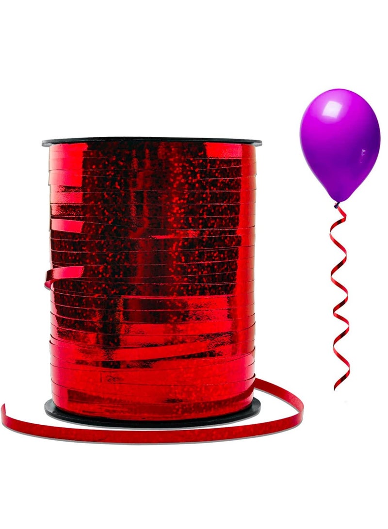 KASTWAVE 500 Yards Curling Ribbon, Crimped Curling Ribbon Metallic Balloon Ribbon Gift Wrap Ribbon Balloon String Shiny Wrapping Ribbon for Crafts, Birthday, Weddings, Party Decoration Red - Image 1