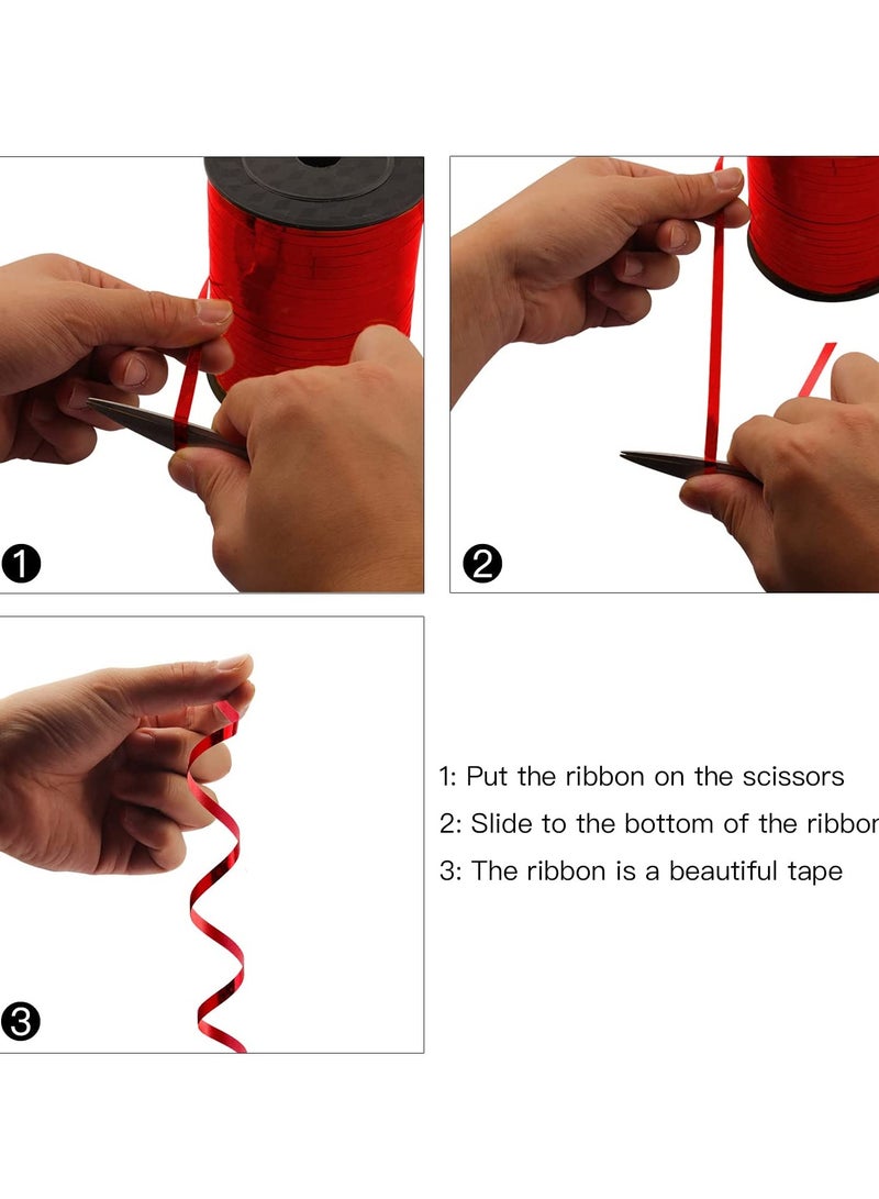 KASTWAVE 500 Yards Curling Ribbon, Crimped Curling Ribbon Metallic Balloon Ribbon Gift Wrap Ribbon Balloon String Shiny Wrapping Ribbon for Crafts, Birthday, Weddings, Party Decoration Red - Image 5