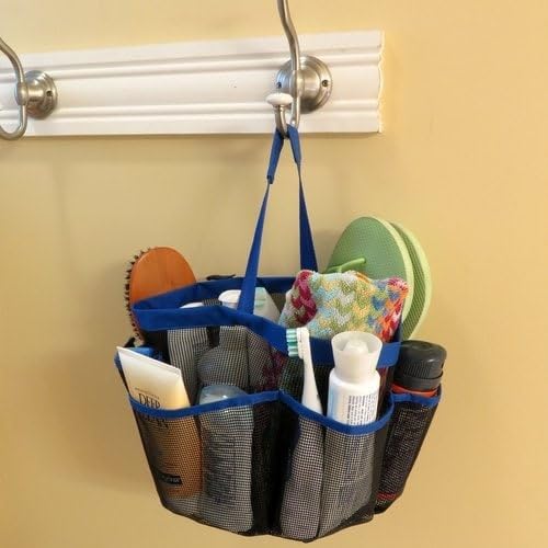 APURK 8 Pocket Shower Caddy Bag | Hanging Mesh Fabric Storage Organizer | Portable Bath Shower/Cosmetics Container | Multi Pocket Toiletry Organizer Bag | For Beach/Swimming/Gym (Pack of 1,Multicolor) - Image 4