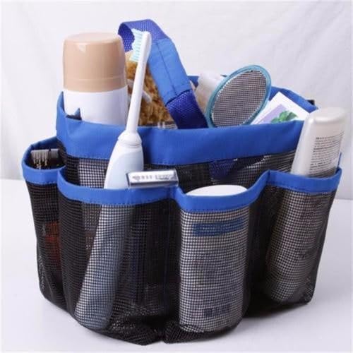 APURK 8 Pocket Shower Caddy Bag | Hanging Mesh Fabric Storage Organizer | Portable Bath Shower/Cosmetics Container | Multi Pocket Toiletry Organizer Bag | For Beach/Swimming/Gym (Pack of 1,Multicolor) - Image 3