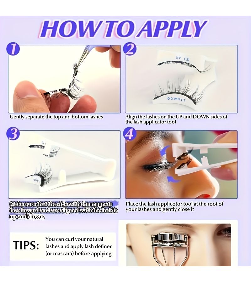 8 Pairs False Eyelashes Magnetic Adhesion Easy Reusable Waterproof Natural Look KS02 4 - Image 4