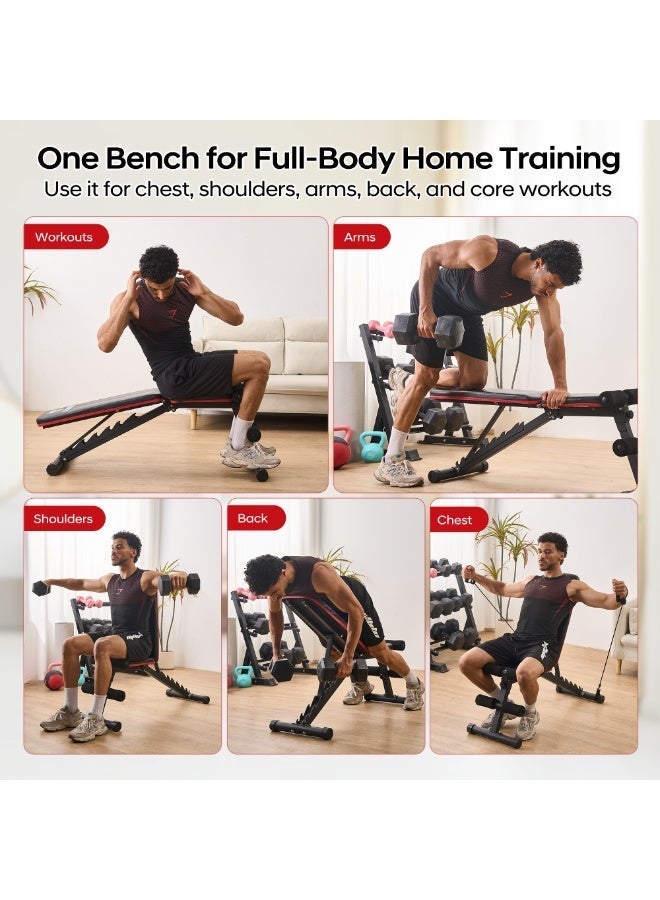 UUKEE 750LBS Capacity Heavy Duty Gym Bench, Adjustable Weight Bench for Home Gym, Incline Decline Flat Bench Press Workout Bench with Dual-Side Gear-Lock Support, Foldable Strength Training Bench - Image 5