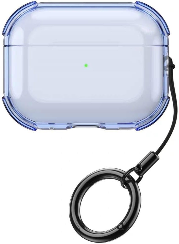 Crystal Clear Protective Case for AirPods Pro 3, Transparent Silicone Cover with Ring Holder, Compatible with AirPods Pro 3 2025, Soft Gel Accessories (Blue)
