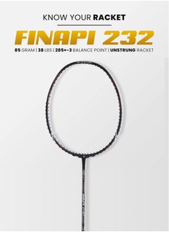 أباك مضرب تنس ريشة Finapi 232 جرافيت – جرافيت عالي الصلابة، توتر 38 رطلاً، رأس عريض هوائي، شكل إيزومتري، مرونة متوسطة، خفيف الوزن، بدون وتر، مع غطاء كامل  - Image 2
