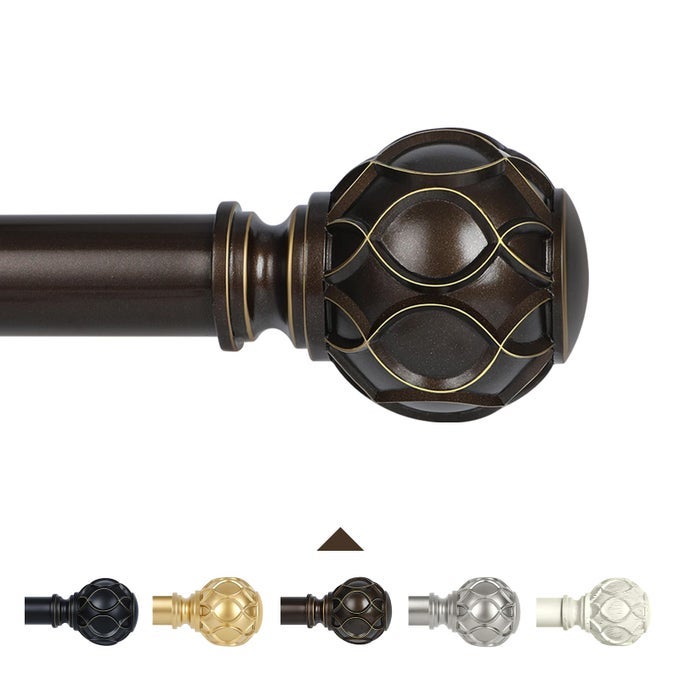 BRONZE CURTAIN RODS FOR WINDOWS 66 TO 120 IN5510FT1 INCH ADJUSTABLE CURTAIN RODHEAVY DUTY CURTAIN RODSNETTED TEXTURE FINIAL DRAPERY RODSSINGLE WINDOW CURTAIN ROD 66120ANTIQUE BRONZE