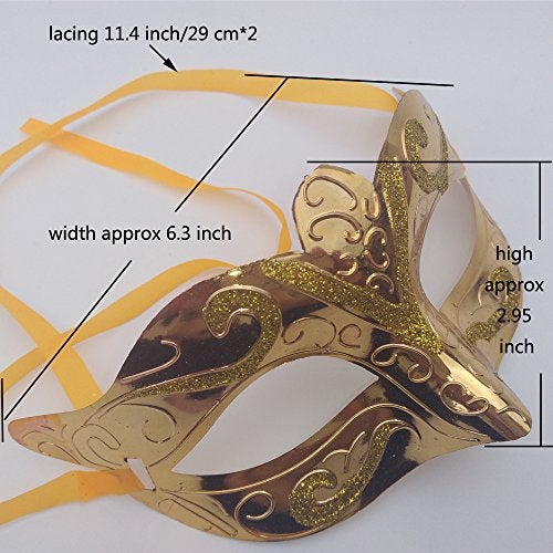 Arlai Pack of 12, Gold shining plated party mask wedding props masquerade mardi gras mask - Image 5