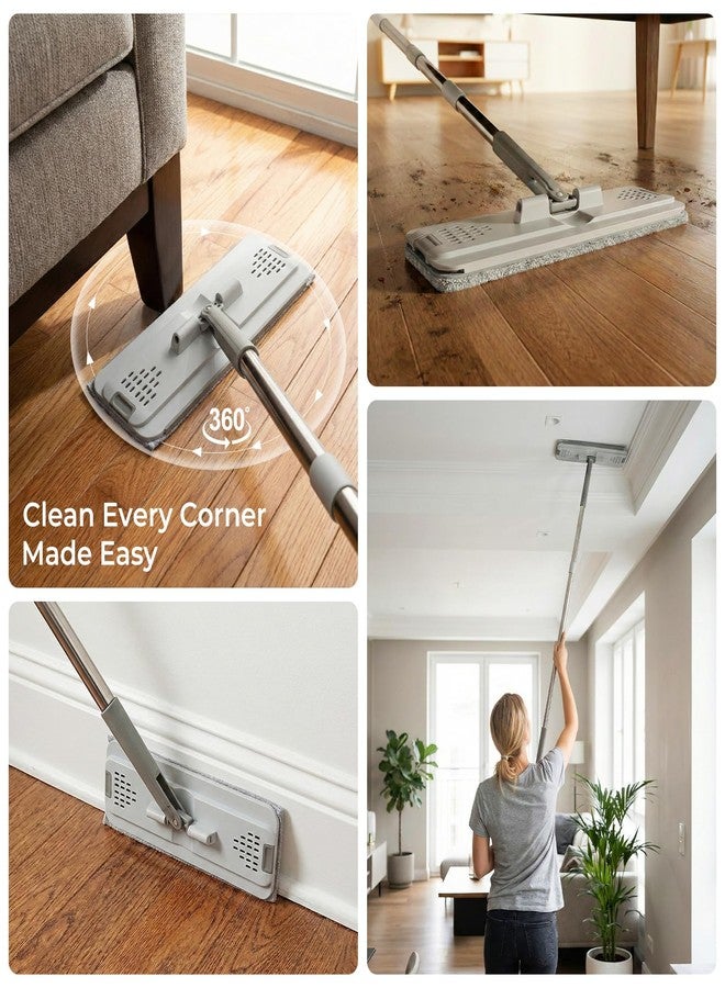TrueYee Mop and Bucket Set with Wringer, Flat Mops for Floor Cleaning, 4 Washable Microfiber Pads, Quick Cleaning Mop Safe on Wood Floors, Vinyl, Tile, Baseboards and Walls - Image 3