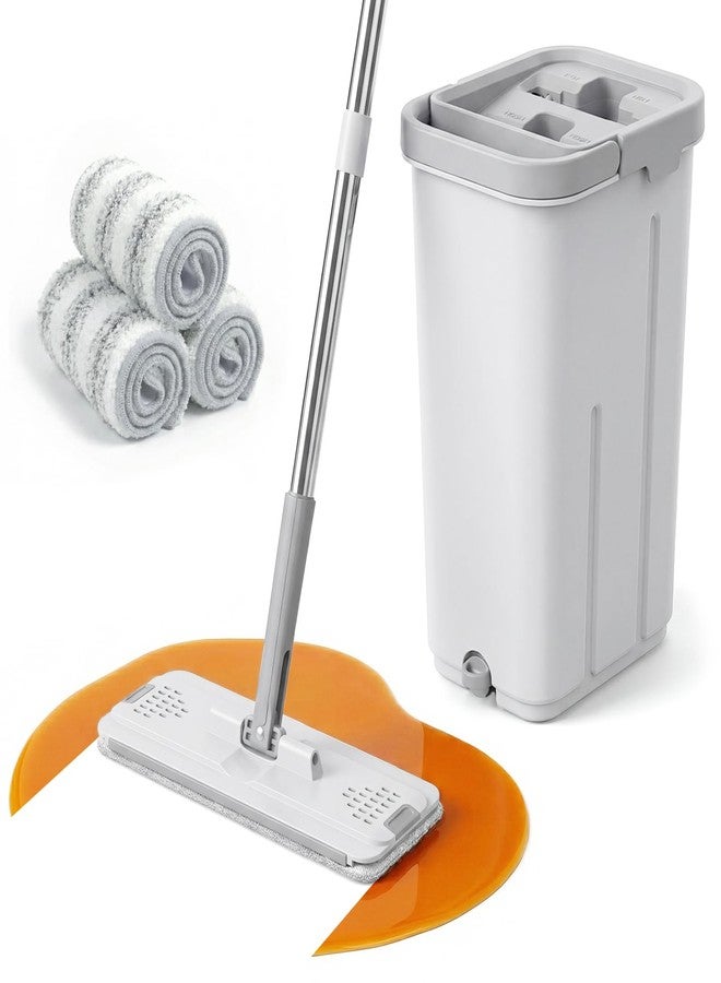 TrueYee Mop and Bucket Set with Wringer, Flat Mops for Floor Cleaning, 4 Washable Microfiber Pads, Quick Cleaning Mop Safe on Wood Floors, Vinyl, Tile, Baseboards and Walls - Image 1