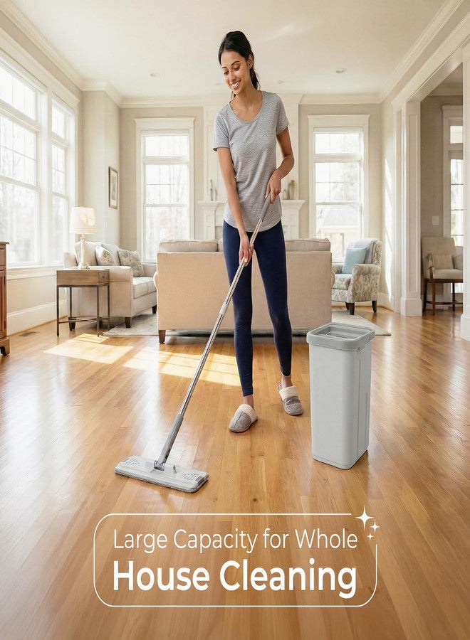 TrueYee Mop and Bucket Set with Wringer, Flat Mops for Floor Cleaning, 4 Washable Microfiber Pads, Quick Cleaning Mop Safe on Wood Floors, Vinyl, Tile, Baseboards and Walls - Image 2