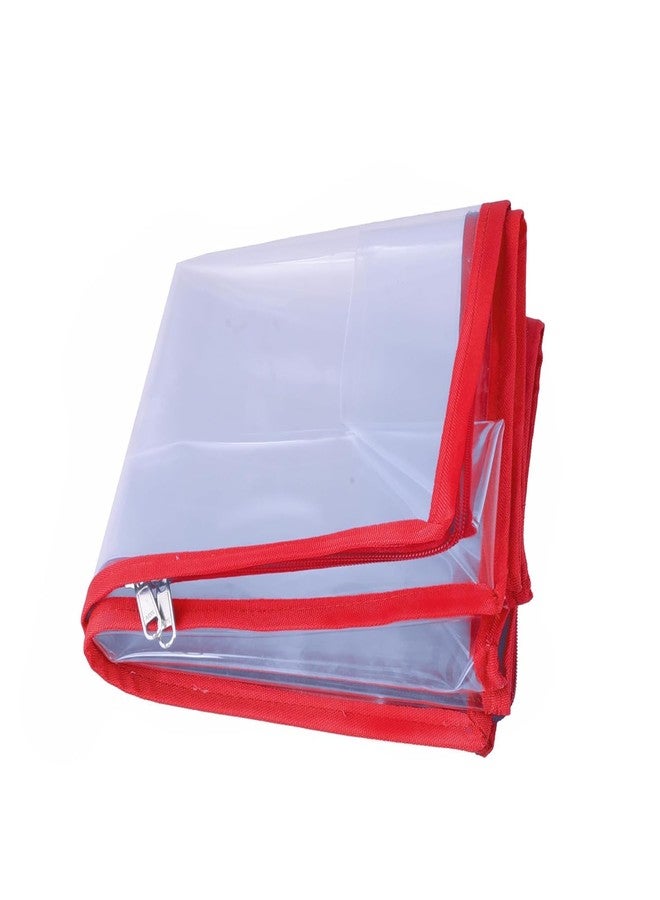 ABBASI Saree Cover Storage Bag Big for Clothes with Zip Organizer for Wardrobe, transparent Large Design Boxes (Red, Pack of 2) - Image 5