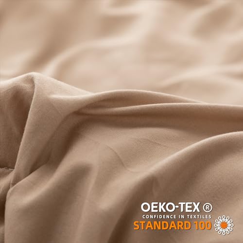 YIRDDEO Twin Comforter Set - Comforter Twin Size Bed with Ball Pom Fringe, Soft Bedding Set for All Seasons - 2 Pieces, 1 Comforter (66"x90") & 1 Pillow Sham(20"x26"), Taupe - Image 4