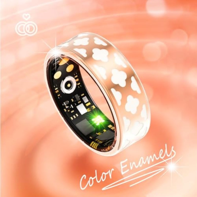 Fitness tracker ring for daily health monitoring, titanium alloy, gold, IP68 waterproof with heart rate, blood oxygen, blood pressure and sleep tracking - Image 2