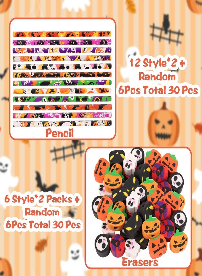 FOIMAS 30pcs Halloween Pencils,Pumpkin Ghost Wooden Pencils with Erasers Topper for Halloween Trick or Treat Party Favor Bag Filler School Supply - Image 3