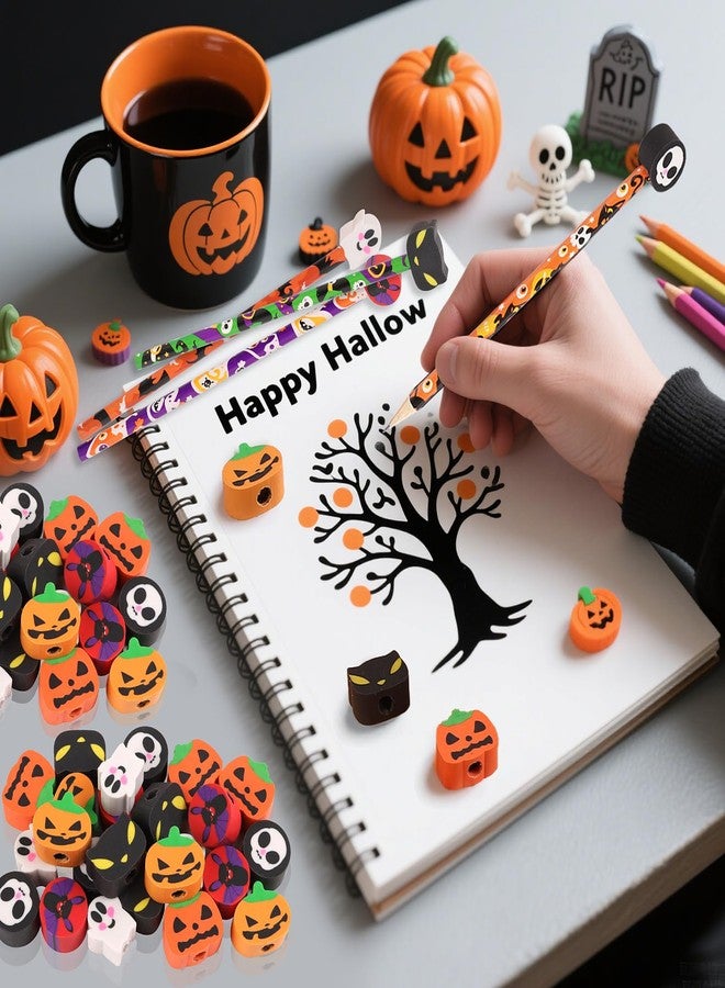 FOIMAS 30pcs Halloween Pencils,Pumpkin Ghost Wooden Pencils with Erasers Topper for Halloween Trick or Treat Party Favor Bag Filler School Supply - Image 4